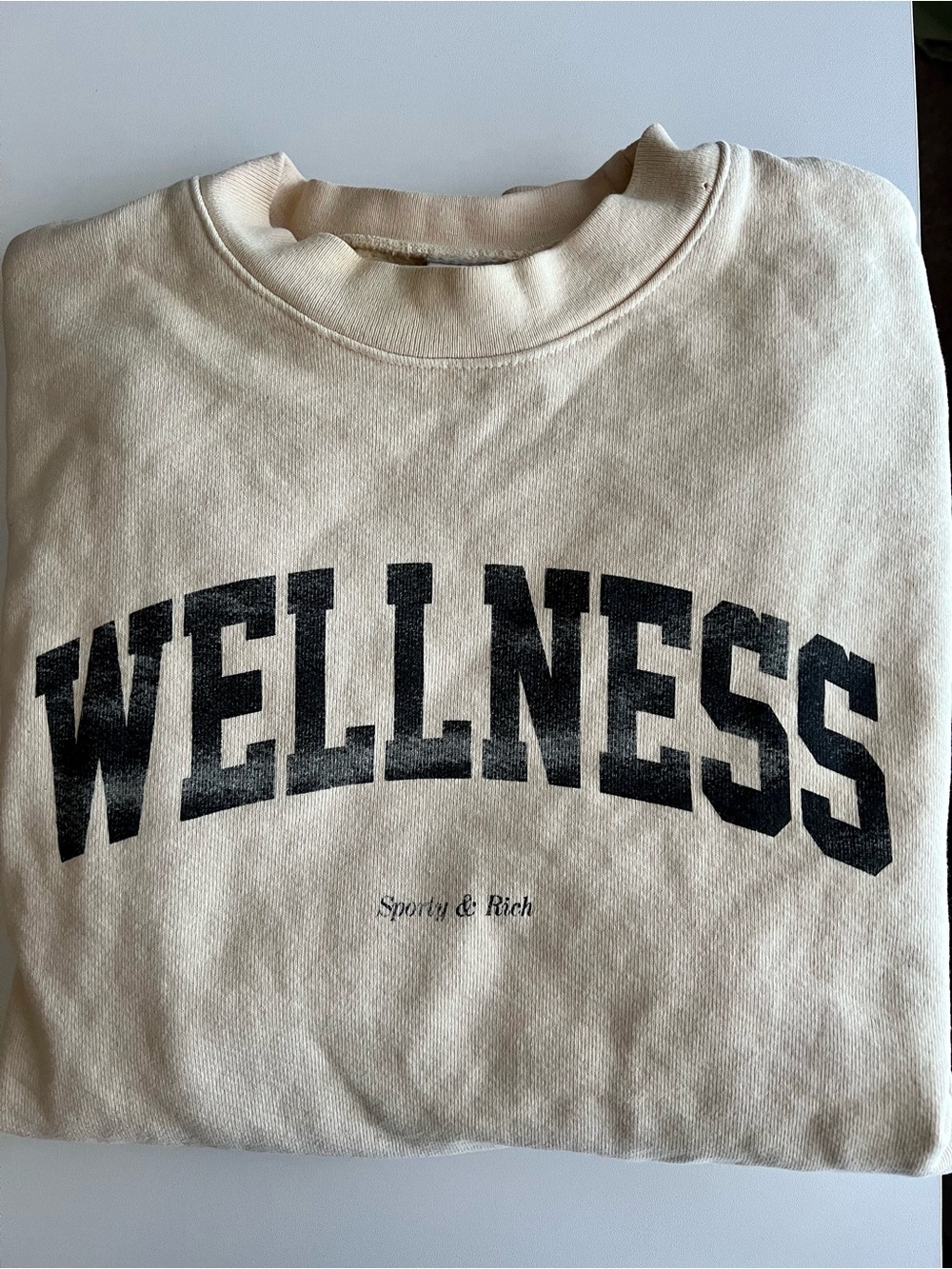 Sporty & Rich Wellness Pullover Sweatshirt Crew Neck Cream Women's Size Small - Picture 8 of 11